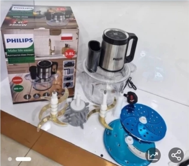 خردکن و سالاد ساز 3.8 لیترفیلیپس موتور دیجیتال-قدرت 3500w وات-تیغه تیتانیوم طلایی-مدل Mb-A2